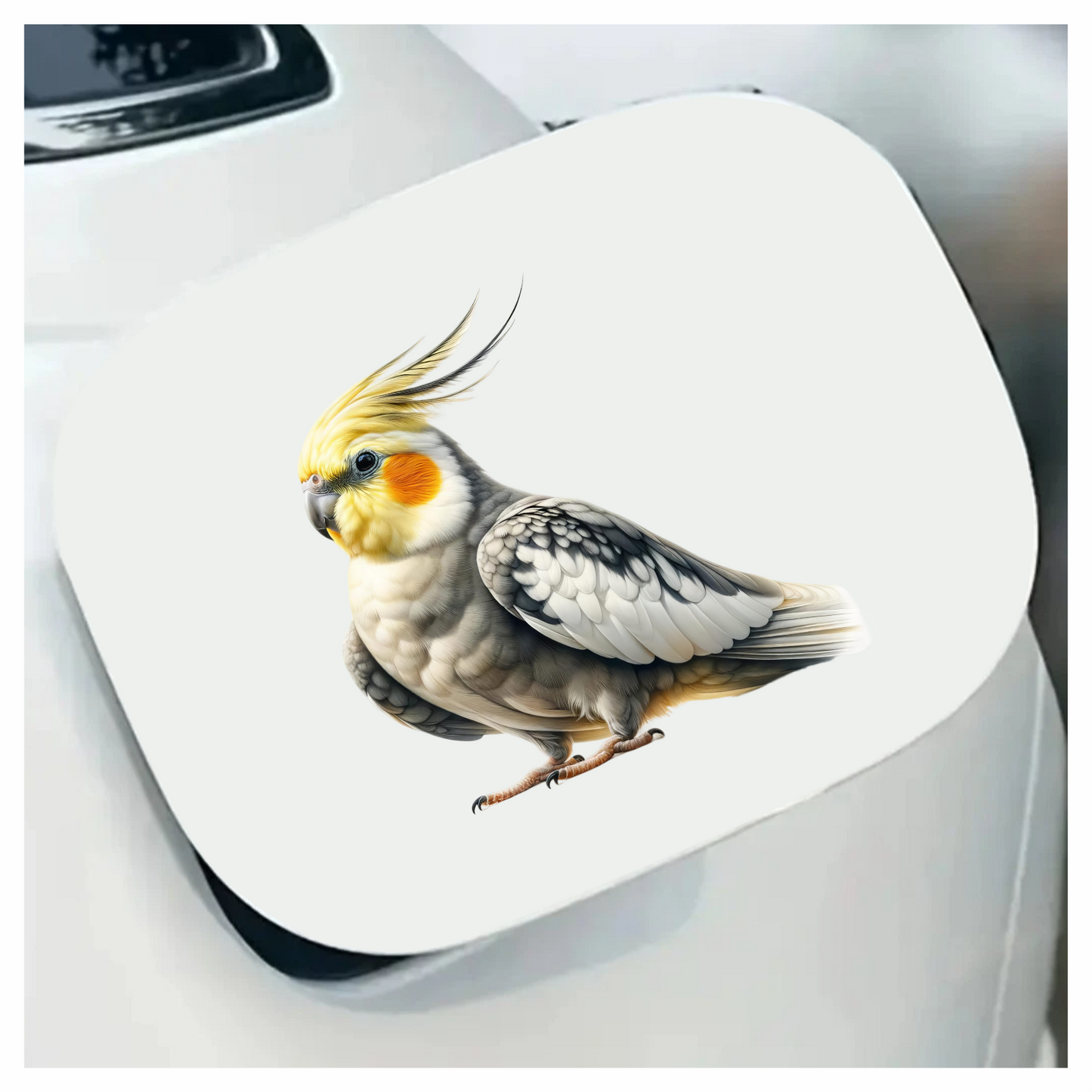 Grey Cockatiel Bird With Yellow Head Vinyl Sticker Decal
