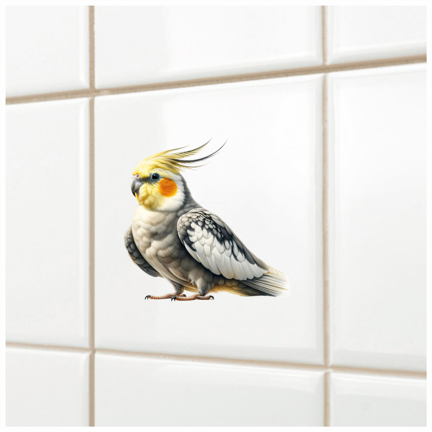 Grey Cockatiel Bird With Yellow Head Vinyl Sticker Decal