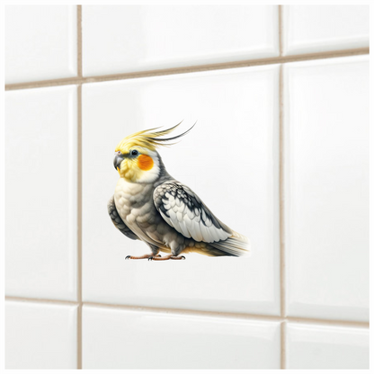 Grey Cockatiel Bird With Yellow Head Vinyl Sticker Decal