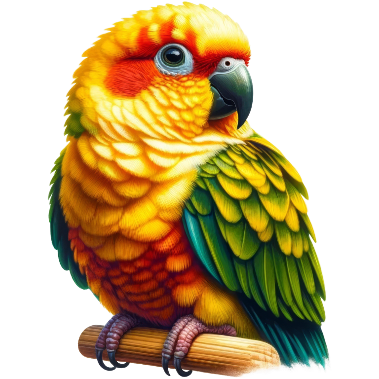 Yellow Sun Conure Parrot With Perch Vinyl Sticker Decal
