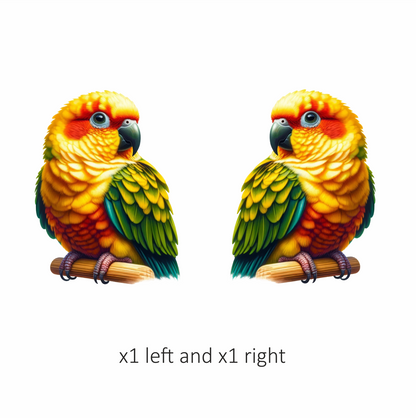 Yellow Sun Conure Parrot With Perch Vinyl Sticker Decal