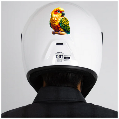 Yellow Sun Conure Parrot With Perch Vinyl Sticker Decal