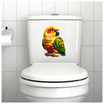 Yellow Sun Conure Parrot With Perch Vinyl Sticker Decal
