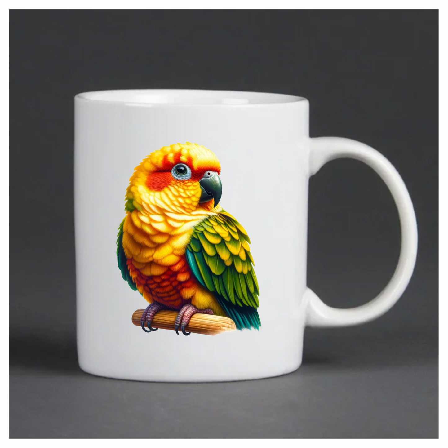 Yellow Sun Conure Parrot With Perch Vinyl Sticker Decal