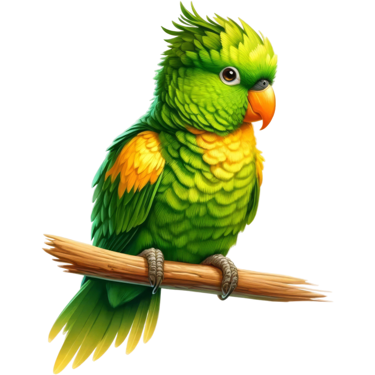 Green Parrot With Orange Beak Perched Vinyl Sticker Decal