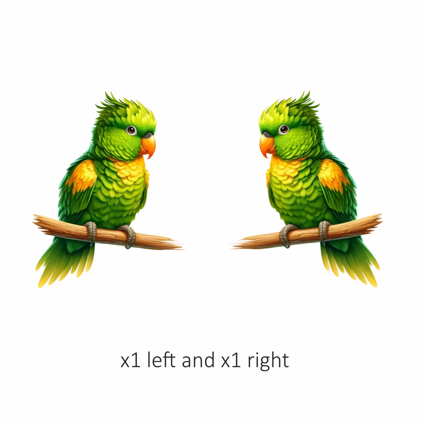 Green Parrot With Orange Beak Perched Vinyl Sticker Decal