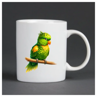 Green Parrot With Orange Beak Perched Vinyl Sticker Decal