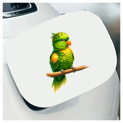 Green Parrot With Orange Beak Perched Vinyl Sticker Decal