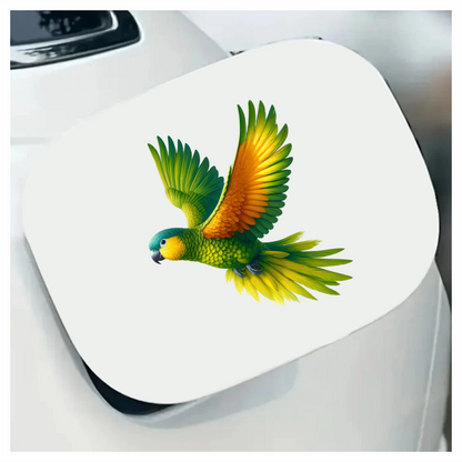 Green Parrot With Orange Wings Flying Vinyl Sticker Decal