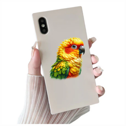 Yellow Sun Conure Parrot Close Up Vinyl Sticker Decal