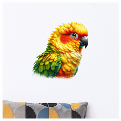 Yellow Sun Conure Parrot Close Up Vinyl Sticker Decal