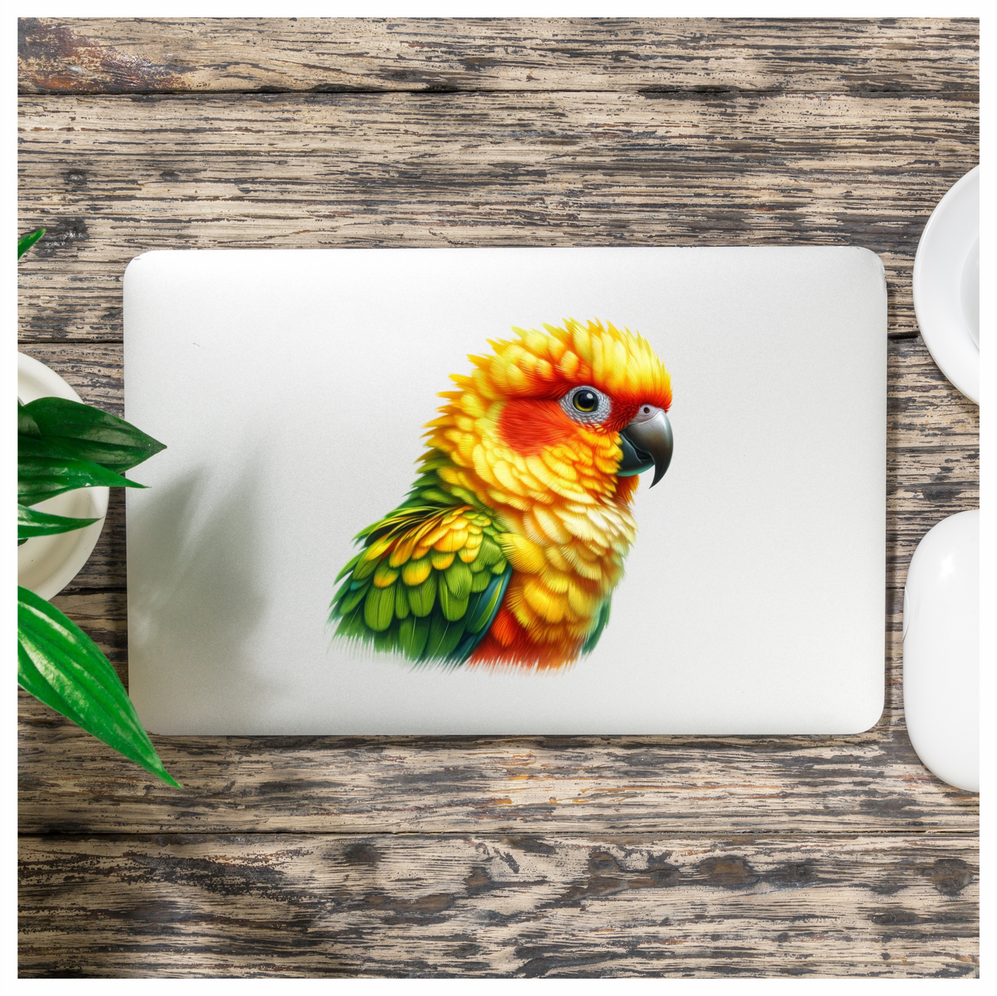 Yellow Sun Conure Parrot Close Up Vinyl Sticker Decal