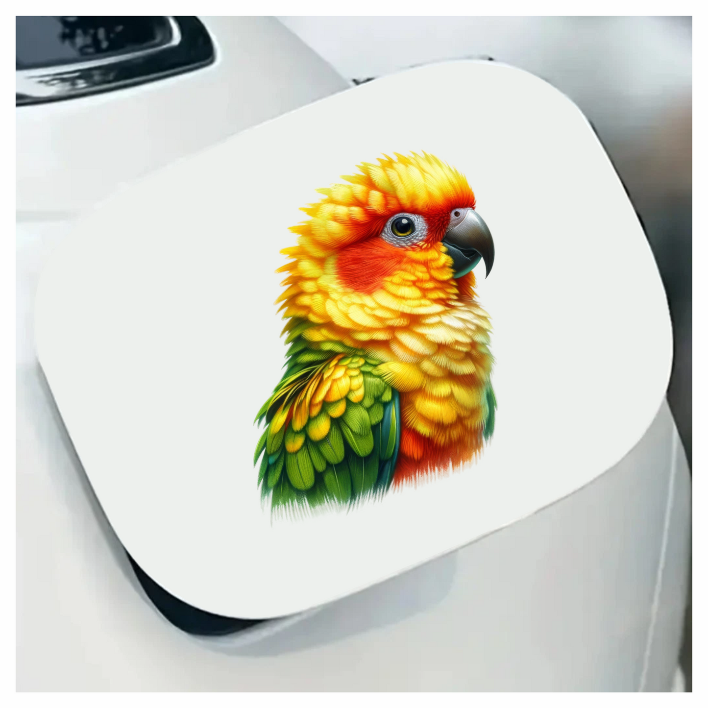 Yellow Sun Conure Parrot Close Up Vinyl Sticker Decal