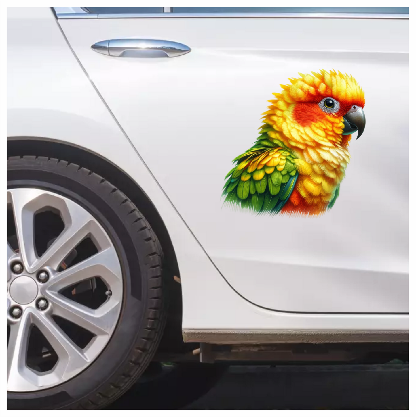 Yellow Sun Conure Parrot Close Up Vinyl Sticker Decal