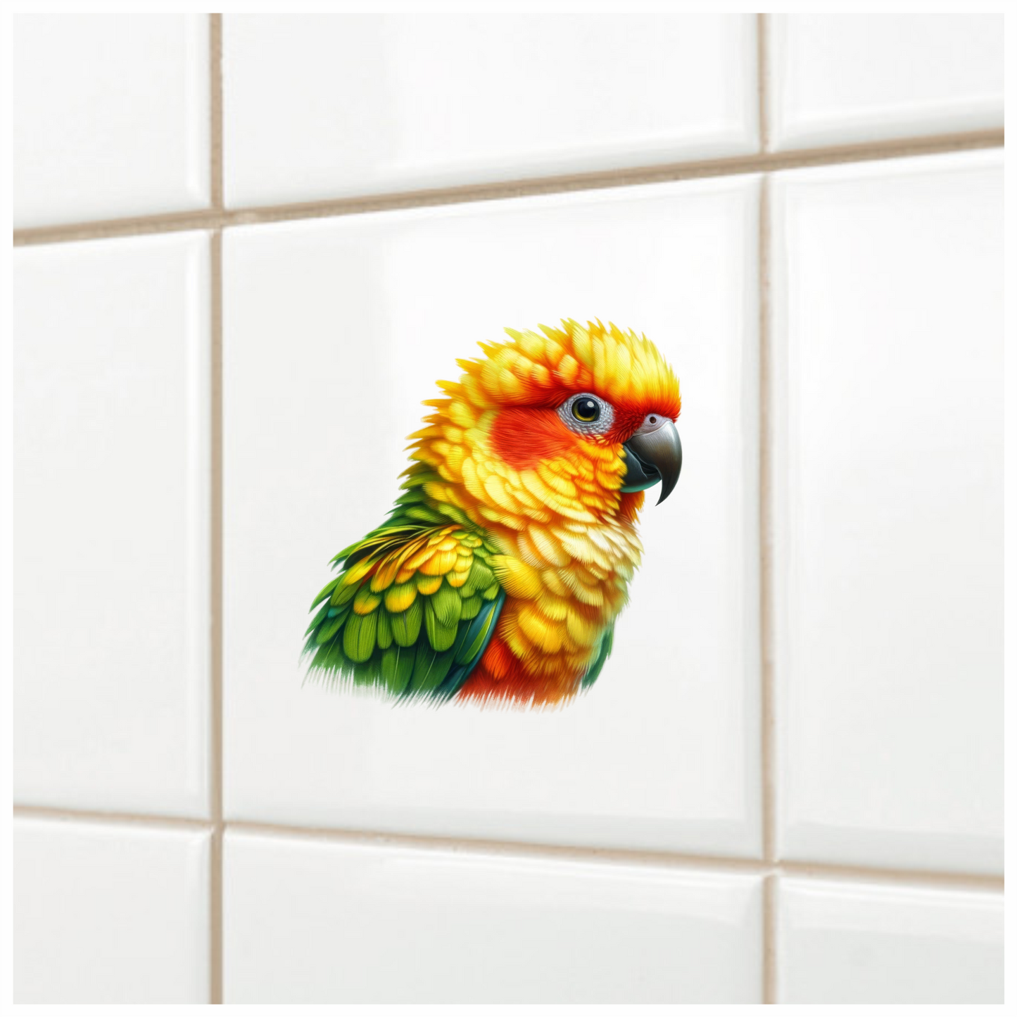 Yellow Sun Conure Parrot Close Up Vinyl Sticker Decal