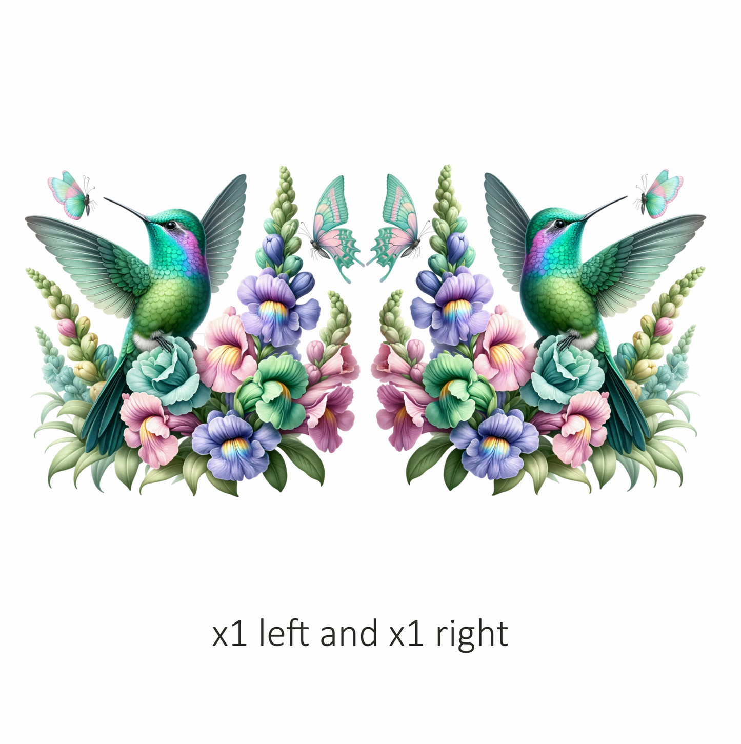 Green Hummingbird Bird With Colorful Flowers Vinyl Sticker Decal