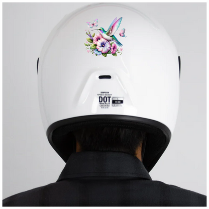 Hummingbird Pink Butterfly Blue Flowers Vinyl Sticker Decal