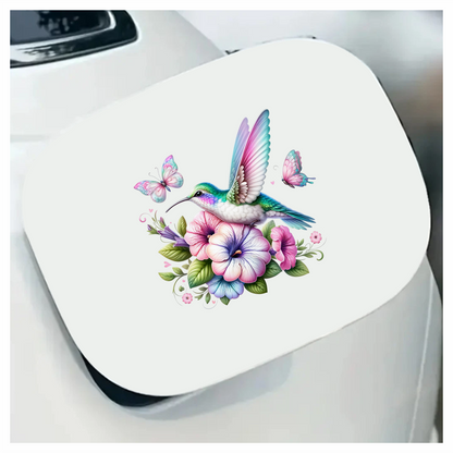 Hummingbird Pink Butterfly Blue Flowers Vinyl Sticker Decal