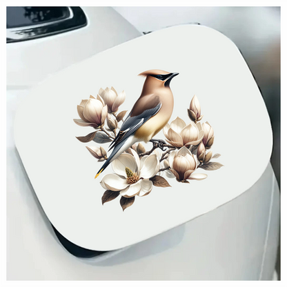 Brown Bird Magnolia Flowers Branch Vinyl Sticker Decal