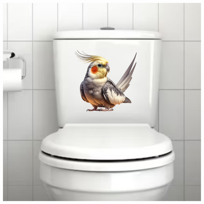 Grey Cockatiel Bird With Yellow Crest Vinyl Sticker Decal