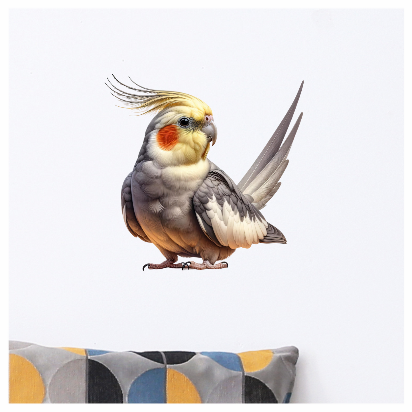Grey Cockatiel Bird With Yellow Crest Vinyl Sticker Decal