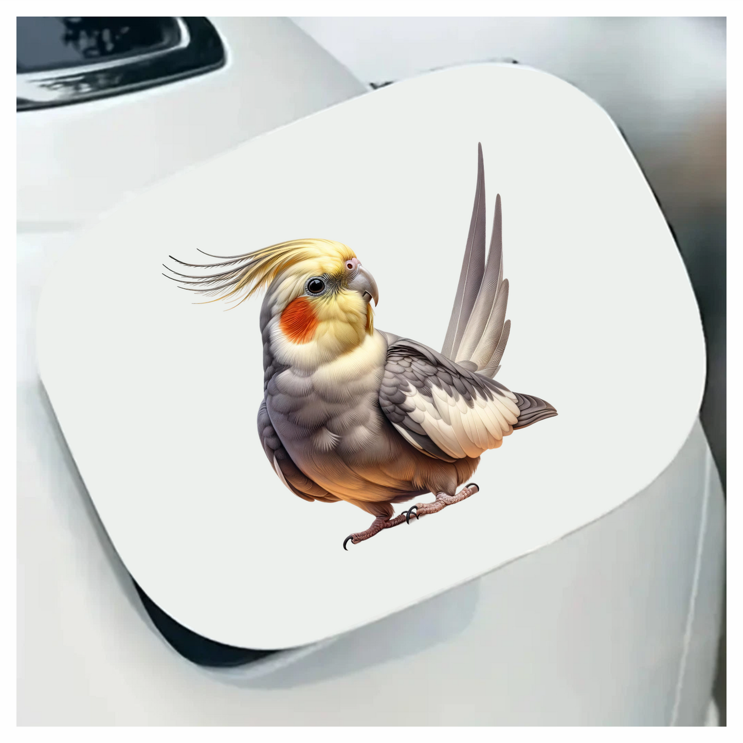 Grey Cockatiel Bird With Yellow Crest Vinyl Sticker Decal
