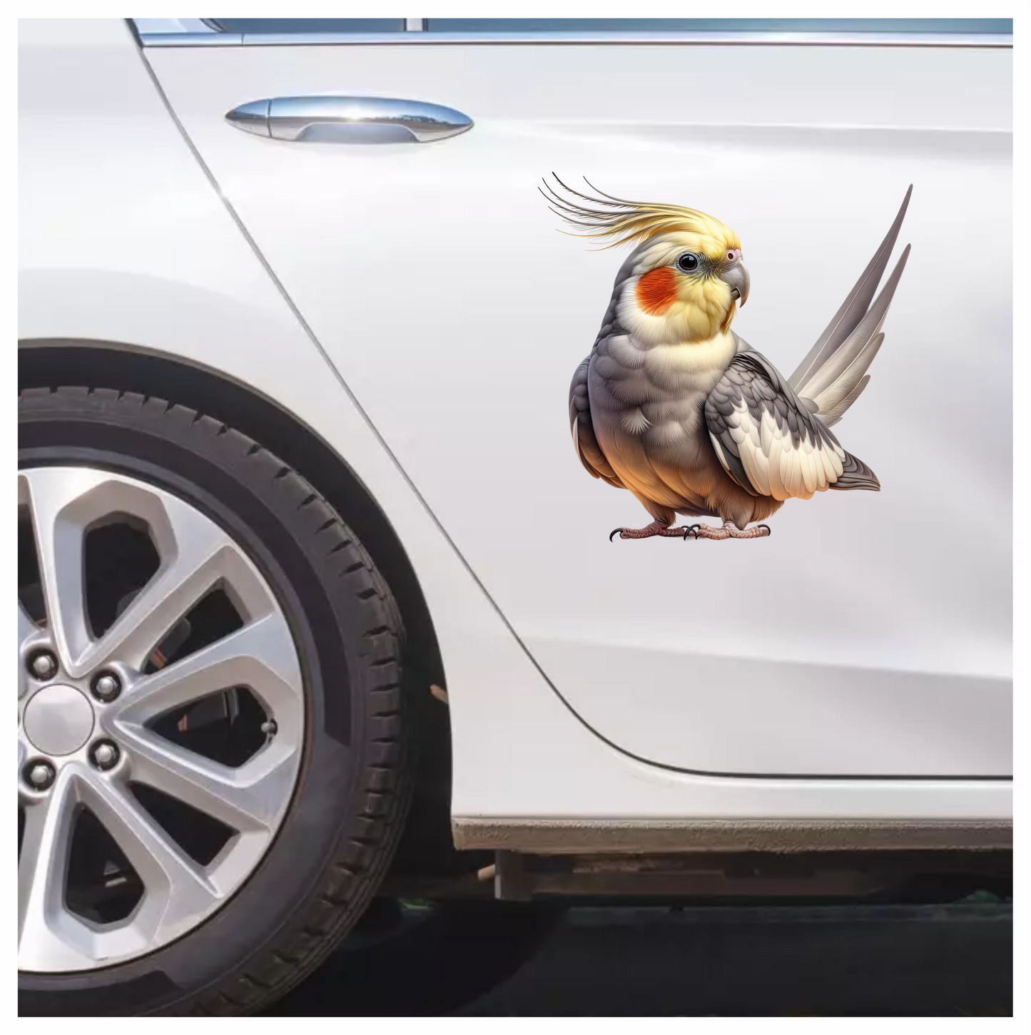 Grey Cockatiel Bird With Yellow Crest Vinyl Sticker Decal