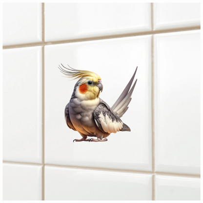 Grey Cockatiel Bird With Yellow Crest Vinyl Sticker Decal