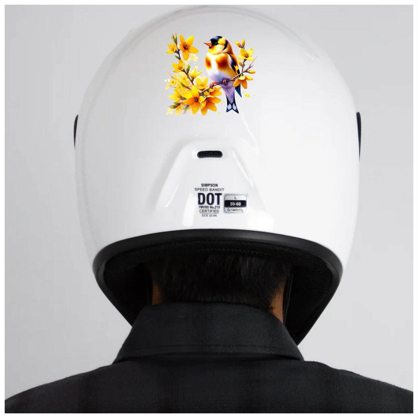 Yellow Goldfinch Bird With Yellow Flowers Vinyl Sticker Decal