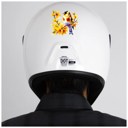 Yellow Goldfinch Bird With Yellow Flowers Vinyl Sticker Decal