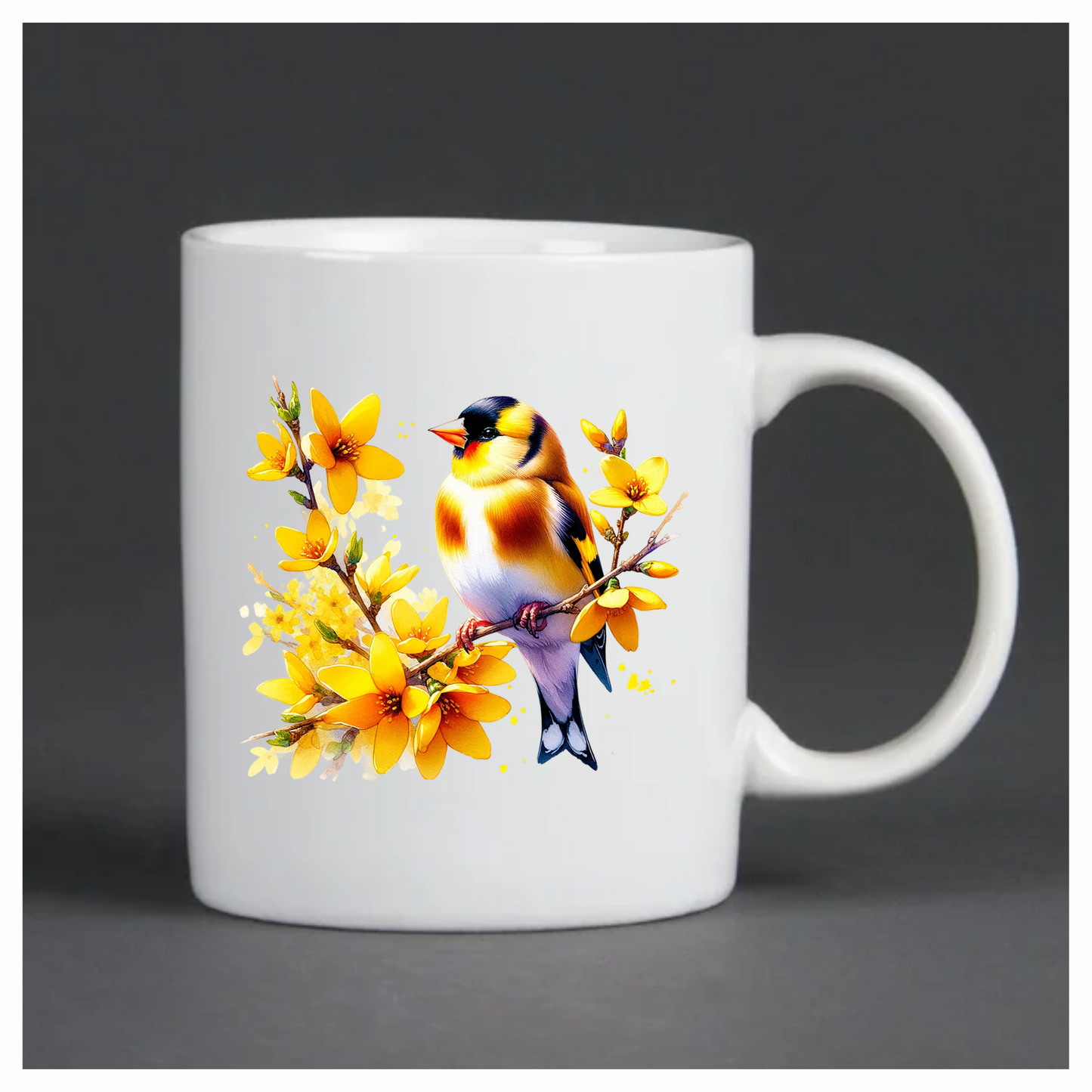 Yellow Goldfinch Bird With Yellow Flowers Vinyl Sticker Decal
