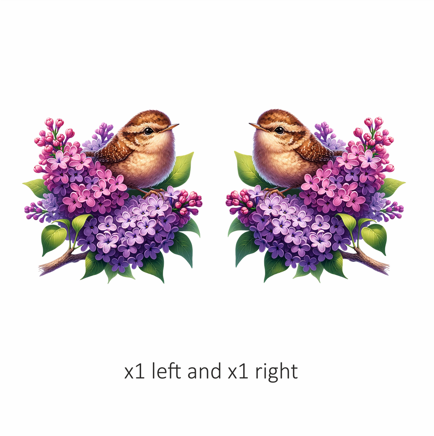 Brown Wren Bird With Purple Flowers Vinyl Sticker Decal