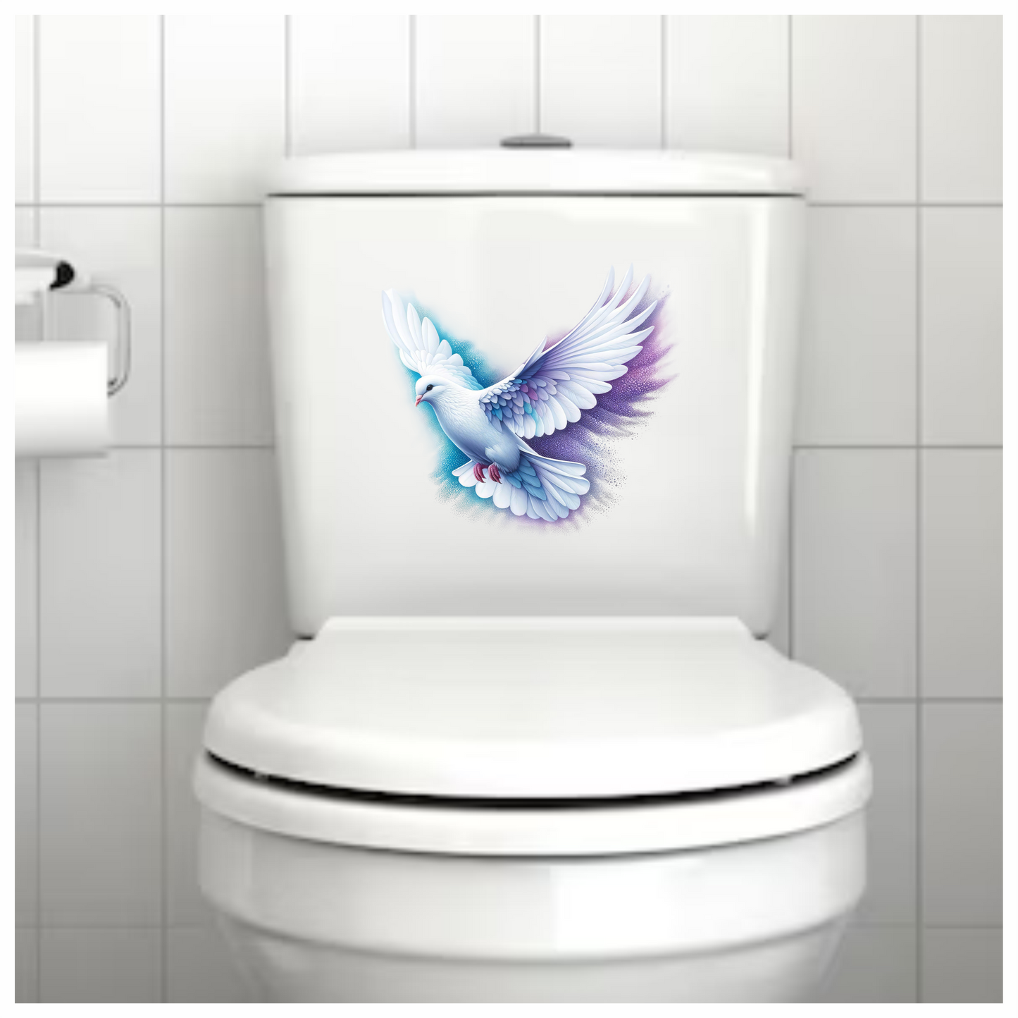 White Dove Bird With Purple Background Vinyl Sticker Decal
