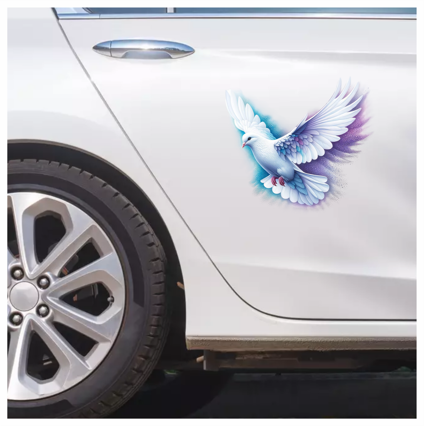 White Dove Bird With Purple Background Vinyl Sticker Decal