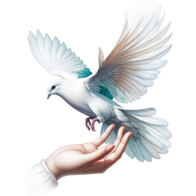 White Dove Bird On Human Hand Vinyl Sticker Decal