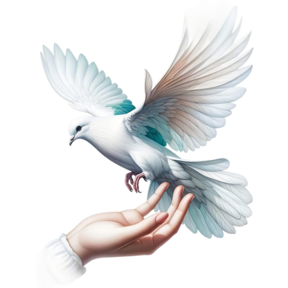 White Dove Bird On Human Hand Vinyl Sticker Decal