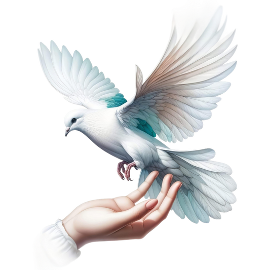 White Dove Bird On Human Hand Vinyl Sticker Decal