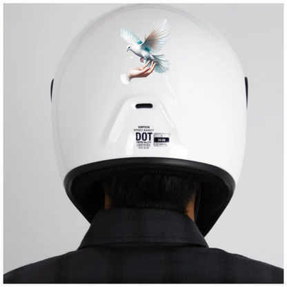 White Dove Bird On Human Hand Vinyl Sticker Decal