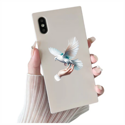 White Dove Bird On Human Hand Vinyl Sticker Decal