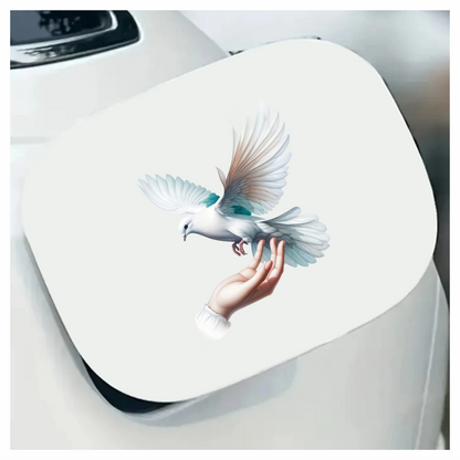 White Dove Bird On Human Hand Vinyl Sticker Decal