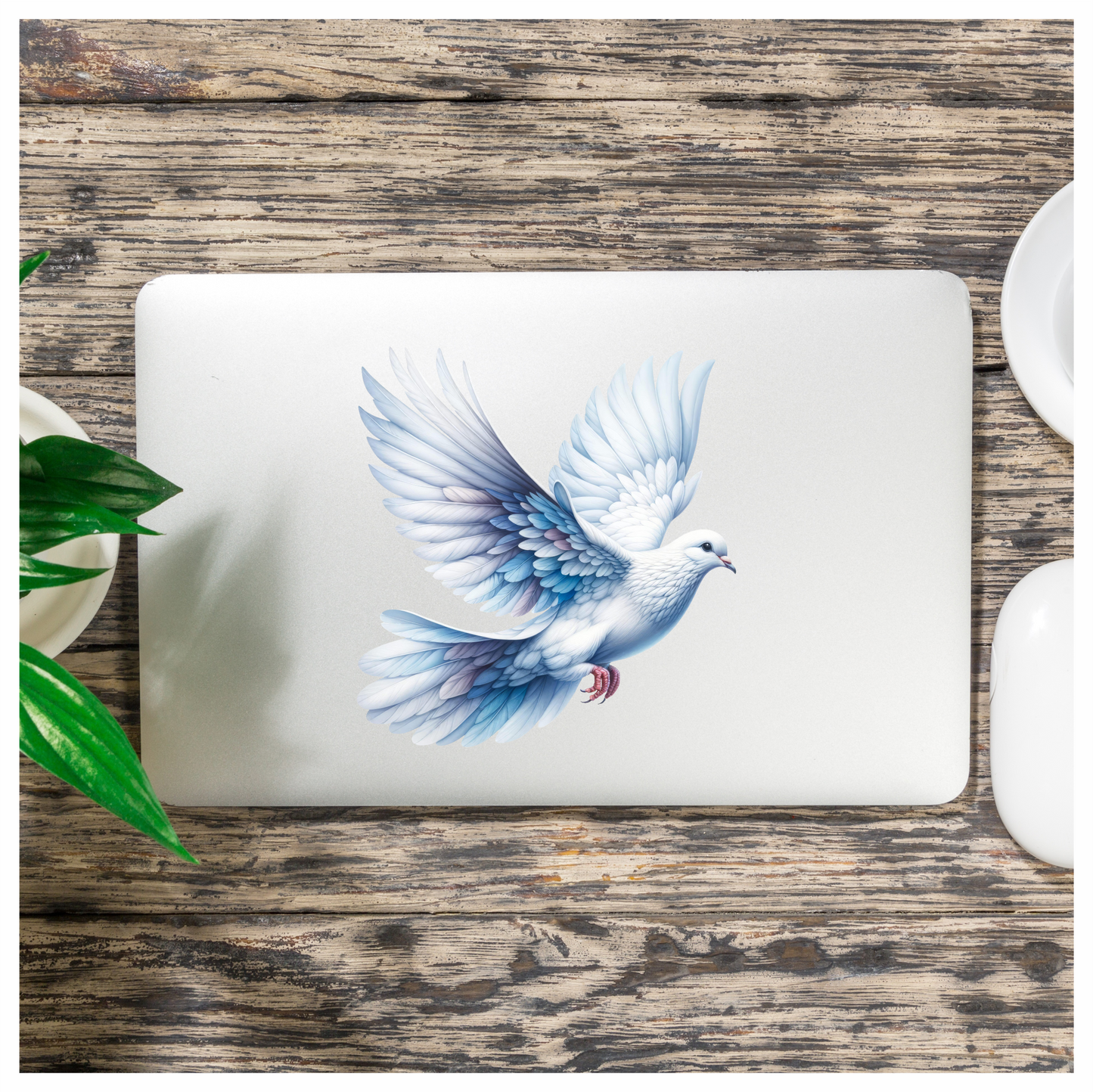 White Dove Bird With Open Wings Vinyl Sticker Decal