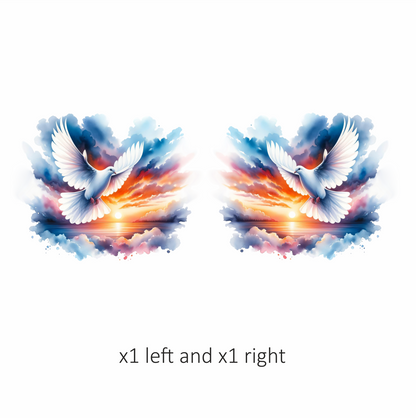 White Dove Bird Over Sunset Sky Vinyl Sticker Decal
