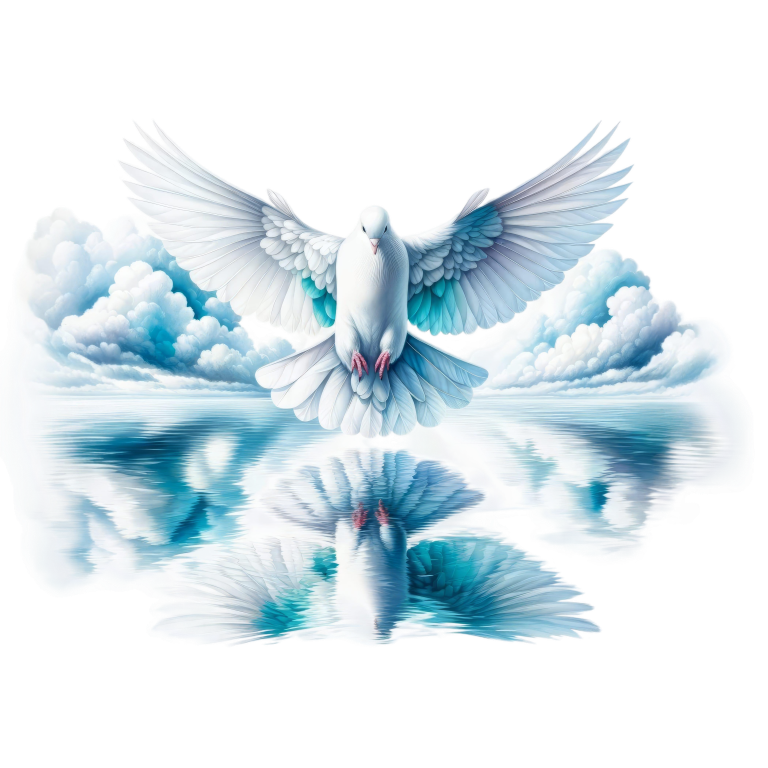 White Dove Bird With Water Reflection Vinyl Sticker Decal