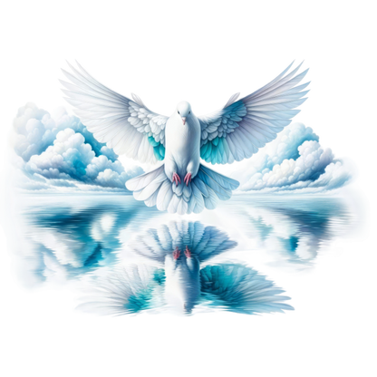 White Dove Bird With Water Reflection Vinyl Sticker Decal