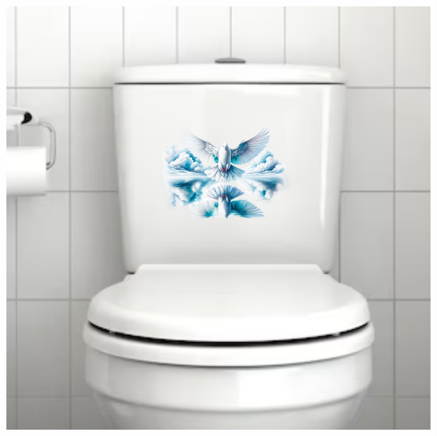 White Dove Bird With Water Reflection Vinyl Sticker Decal