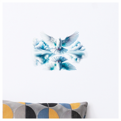 White Dove Bird With Water Reflection Vinyl Sticker Decal