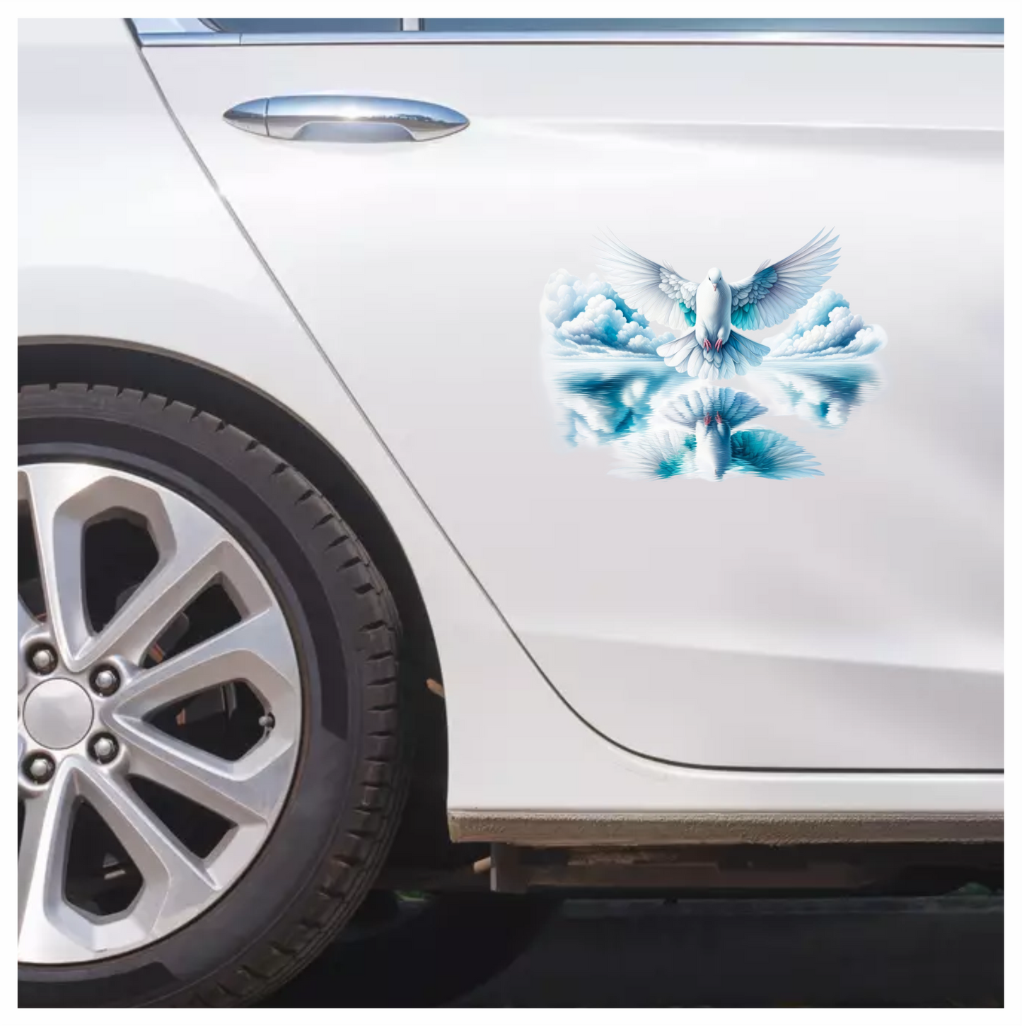 White Dove Bird With Water Reflection Vinyl Sticker Decal