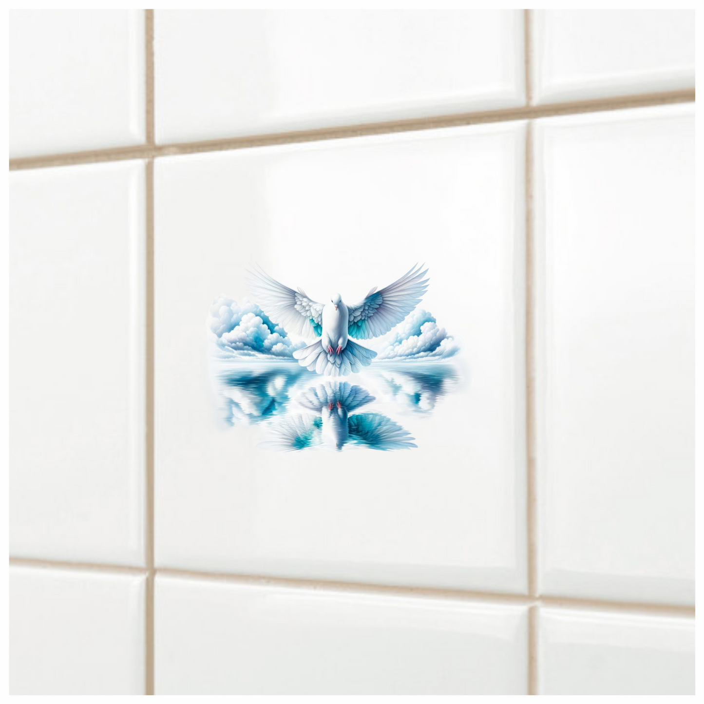 White Dove Bird With Water Reflection Vinyl Sticker Decal