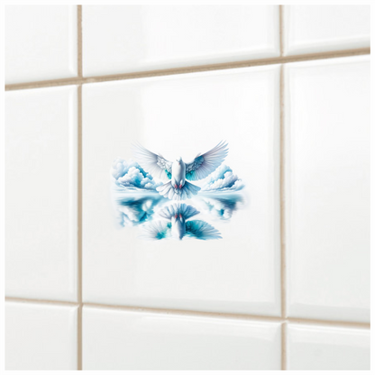 White Dove Bird With Water Reflection Vinyl Sticker Decal
