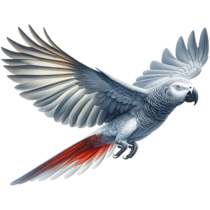 Grey Parrot Bird With Wide Wings Vinyl Sticker Decal